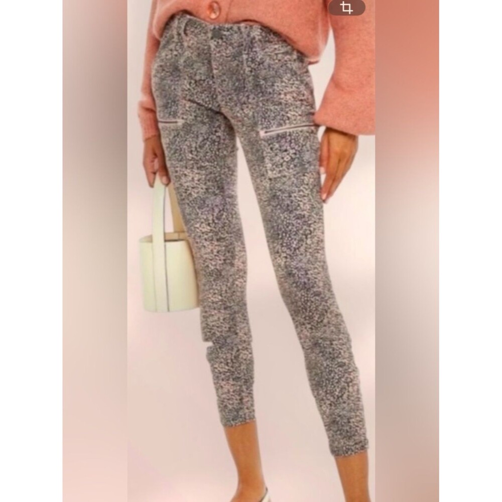 Free People | Joie Park skinny cargo jeans black & pink animal print NWT size 27